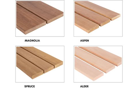 WW Common Sauna Wood Types Common types of Sauna Woods